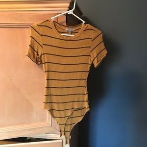 Mustard Yellow and Black Striped Bodysuit